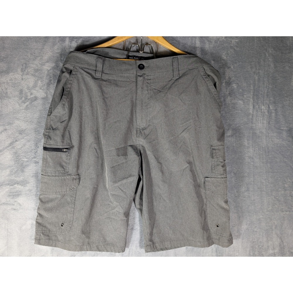 IRON CO Men 38 Heather Gray Hybrid Cargo Shorts Stretch Quick Dry Performance